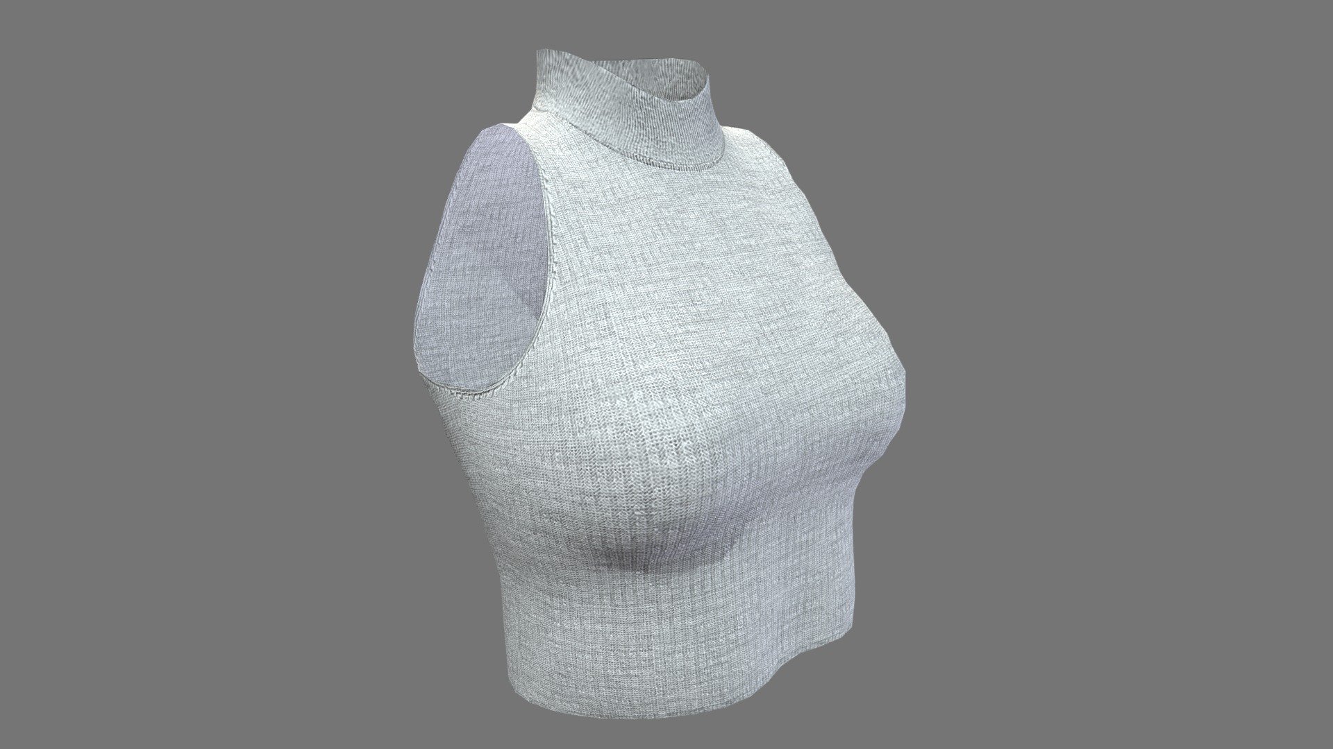 Female Sleeveless Knit High-Neck Cro Top 3D Model – Modern and Minimalist  Design