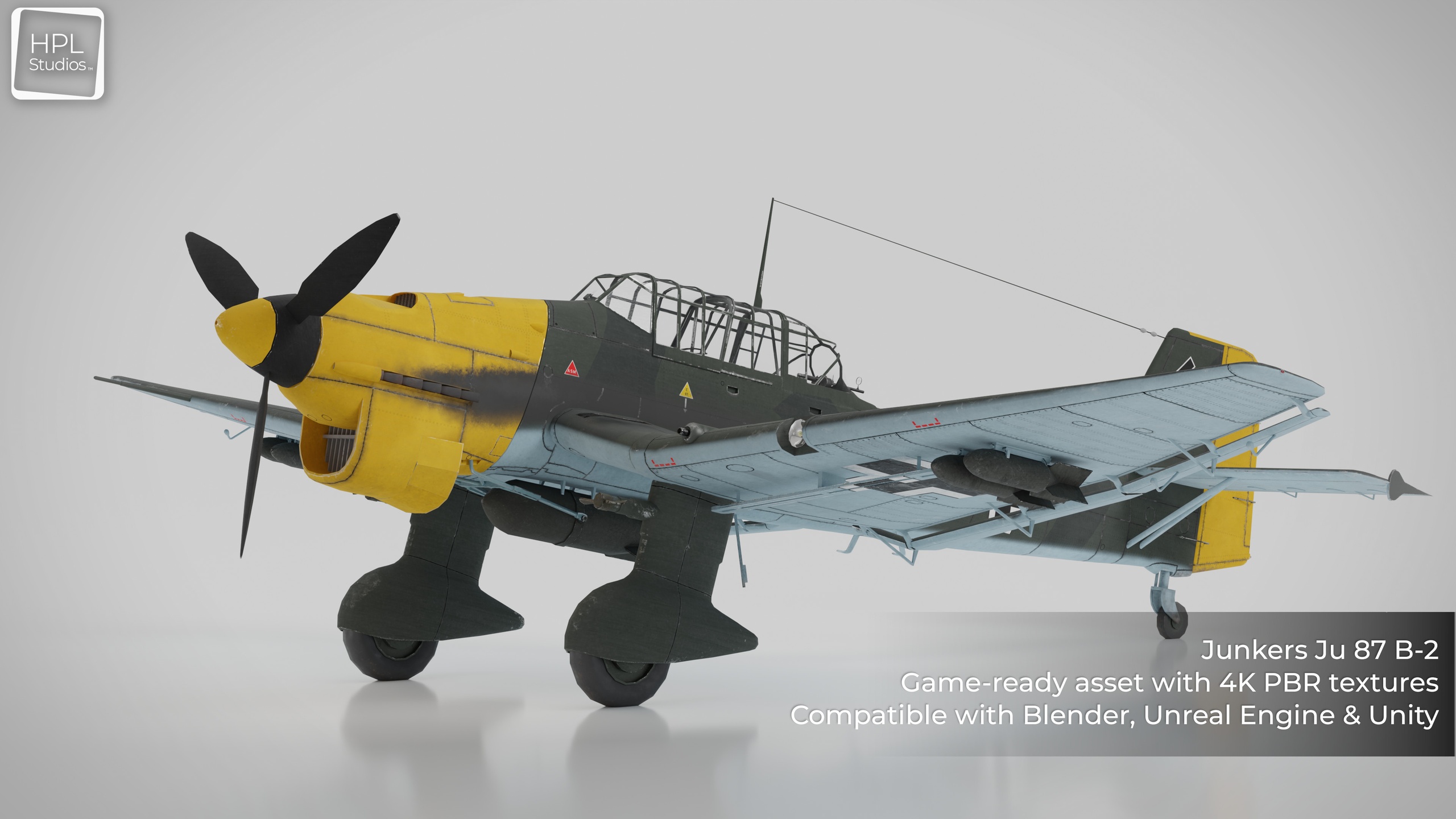 Media 1 for listing Junkers Ju 87 B-2 Stuka | Game-Ready PBR | UE & Unity Compatible | 4K Textures