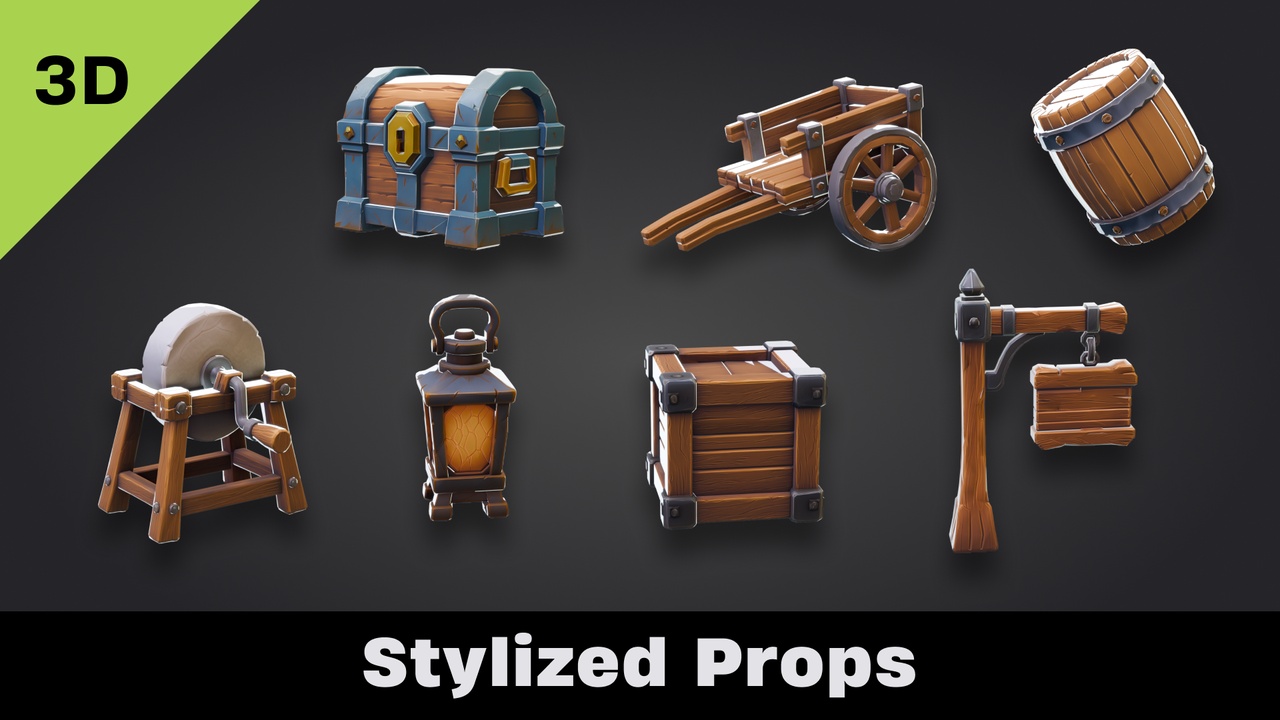 Media 1 for listing Stylized Props - Low Poly 3D Models