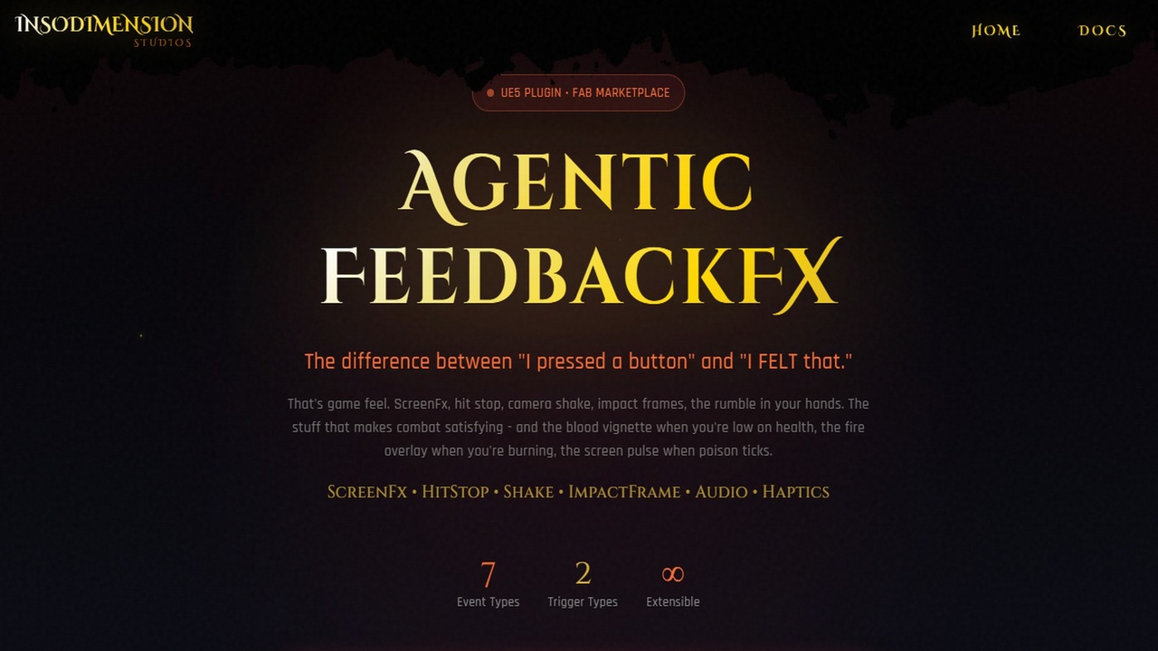 Media 1 for listing Agentic FeedbackFX ( ScreenFX, HitStop, Impact Frames, Haptics, Shakes ) | C++