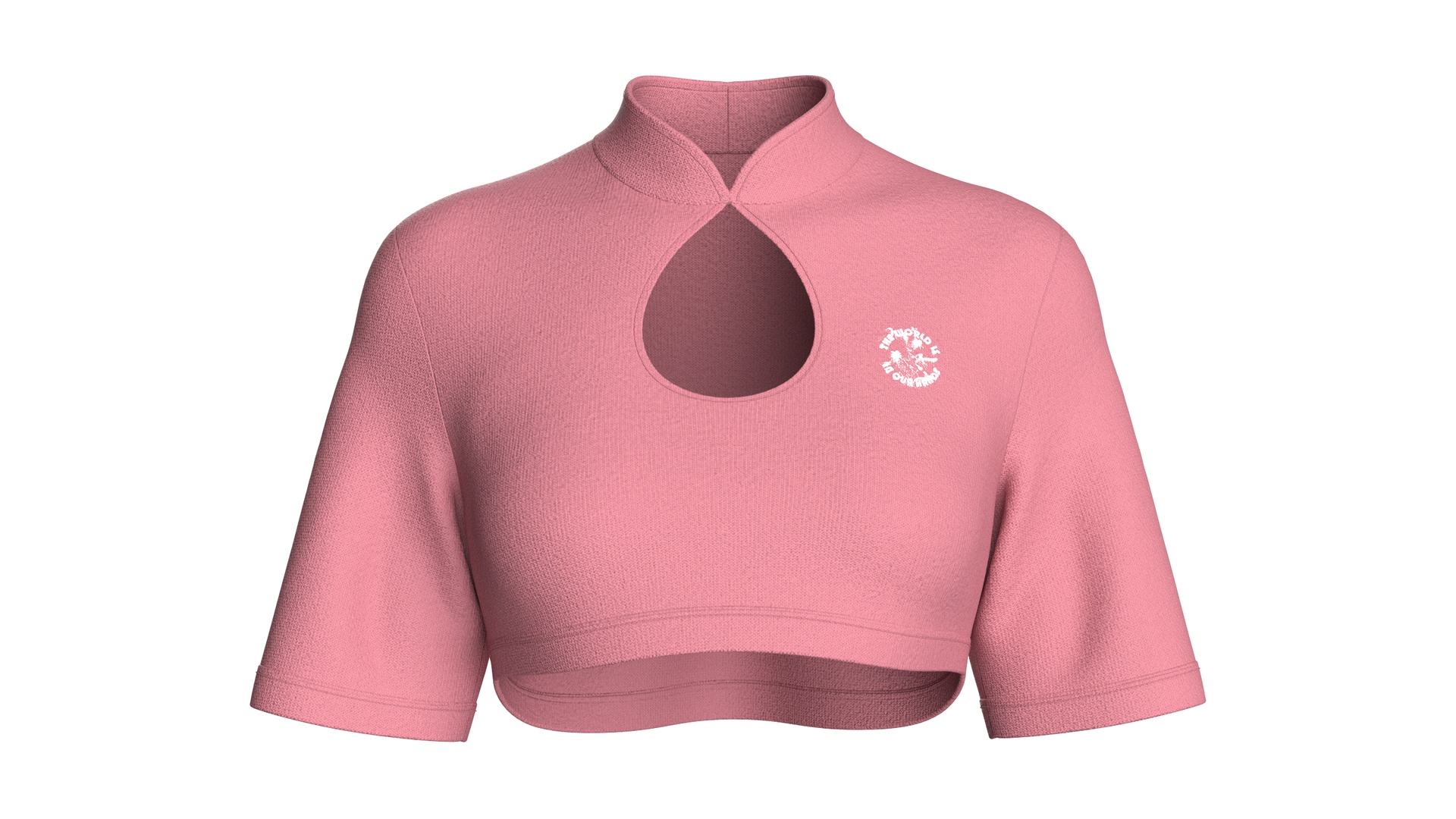 Media 1 for listing Girls Mandarin Collar Keyhole Cut - Out Cropped Top | High Poly