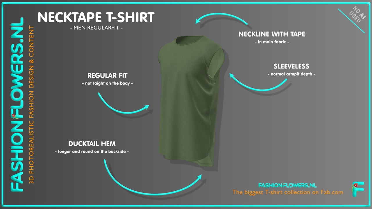 Media 1 for listing Green Colour Ducktail Sleeveless Round Neck T-shirt | Basic Ducktail Tshirt