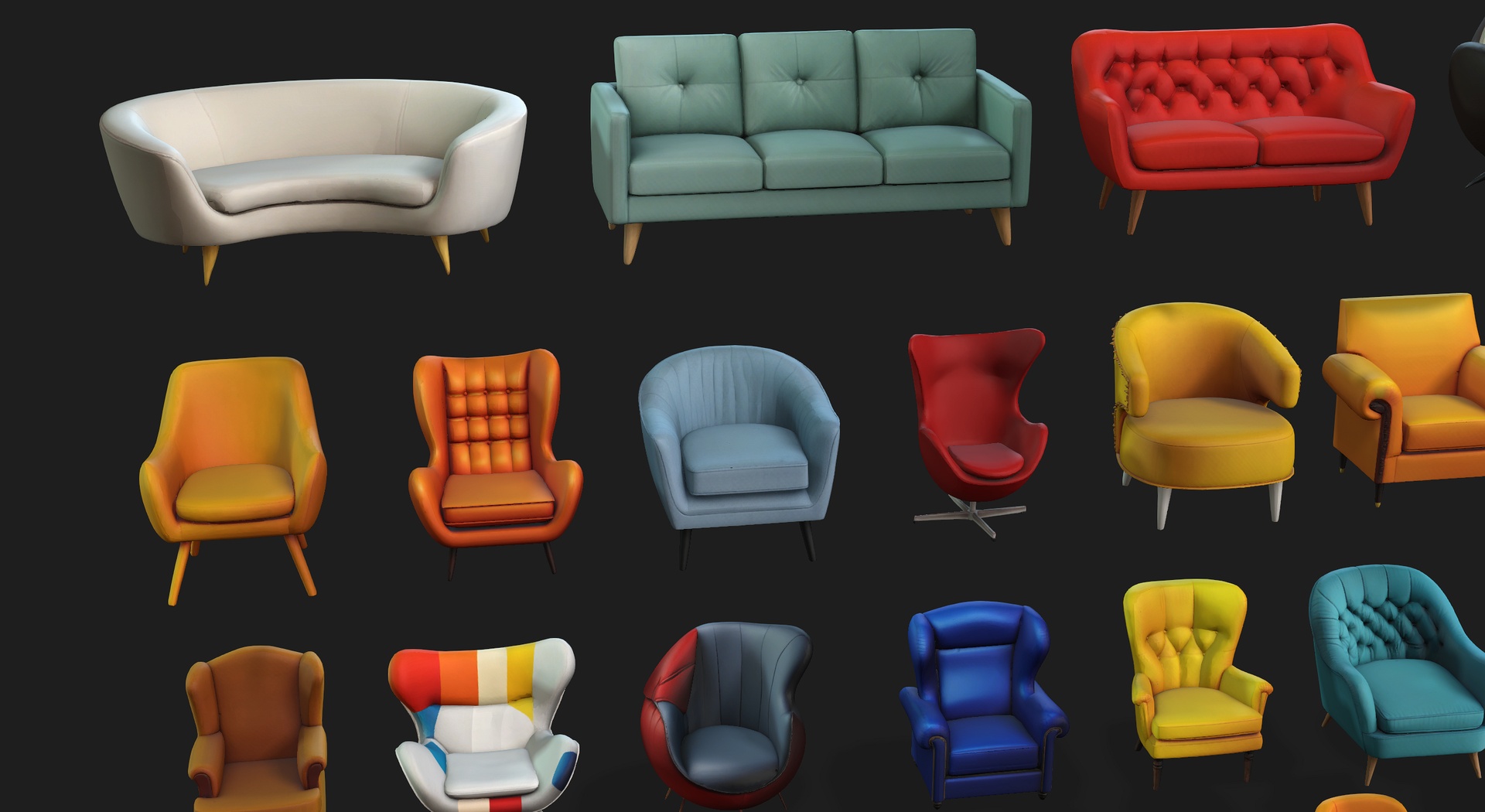 Media 1 for listing Stylized Furniture Pack | Chairs, Sofas, Stools