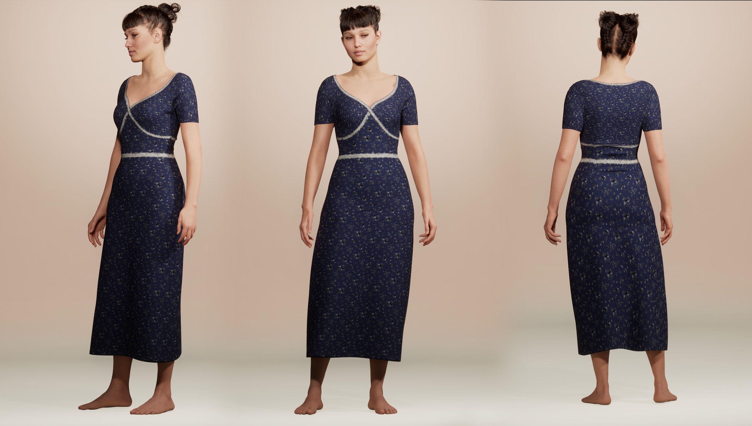 Media 1 for listing Lace Maxi Dress - MetaHuman Compatible - All Bodies - Blender & FBX Files