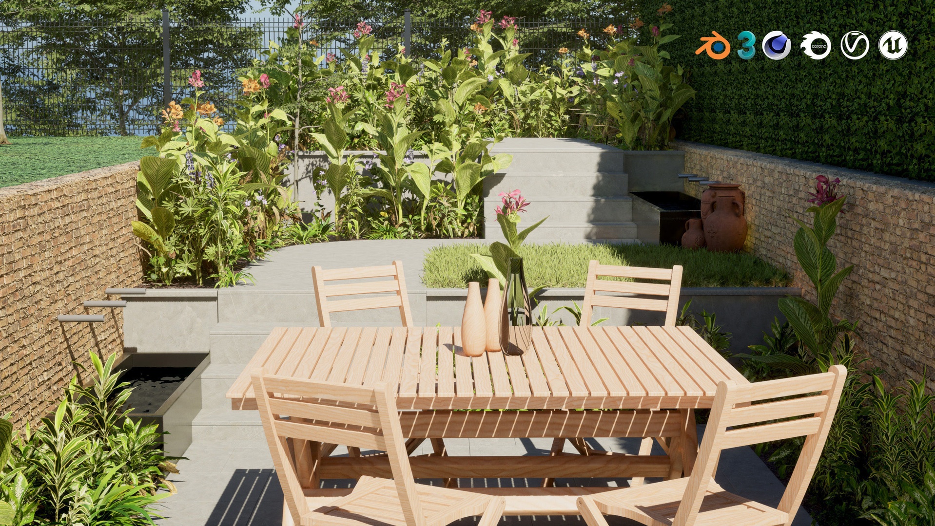 Media 1 for listing Realistic Terraced Garden 3D Model