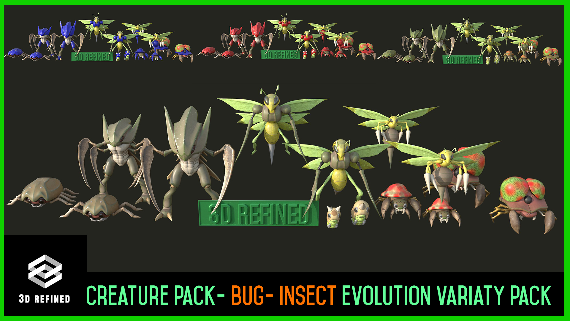 Creature Monster Bundles- Insects- evolution variety pack | Fab