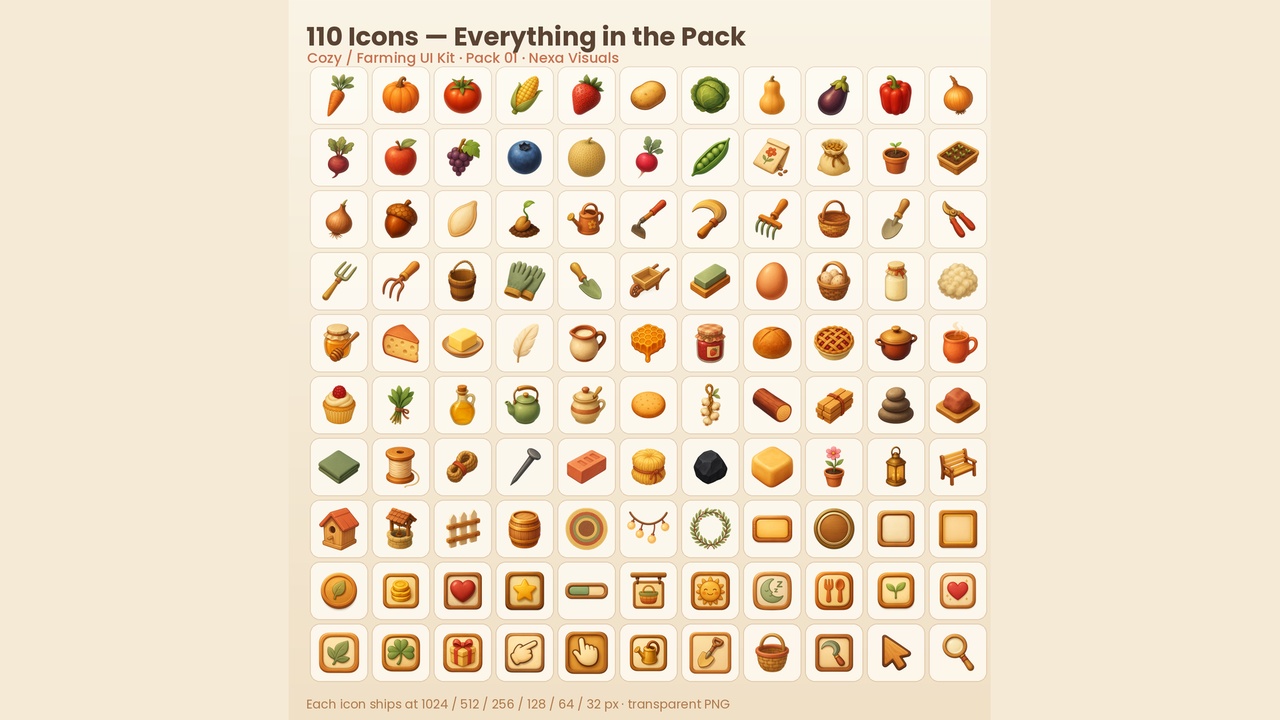Media 1 for listing Cozy Farming Icons & UI Kit