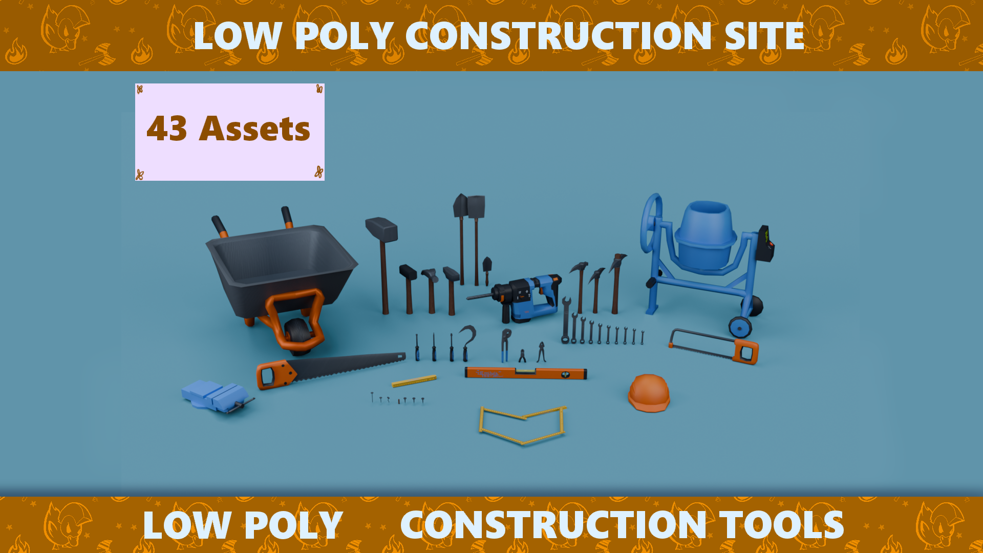 Low Poly Construction Site Tools Pack | Fab