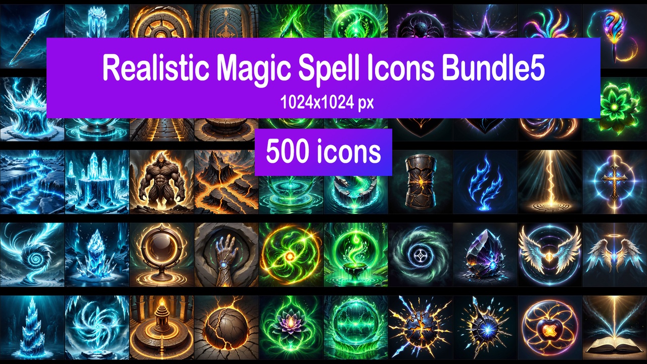 Media 1 for listing Realistic Magic Spell Icons Bundle5