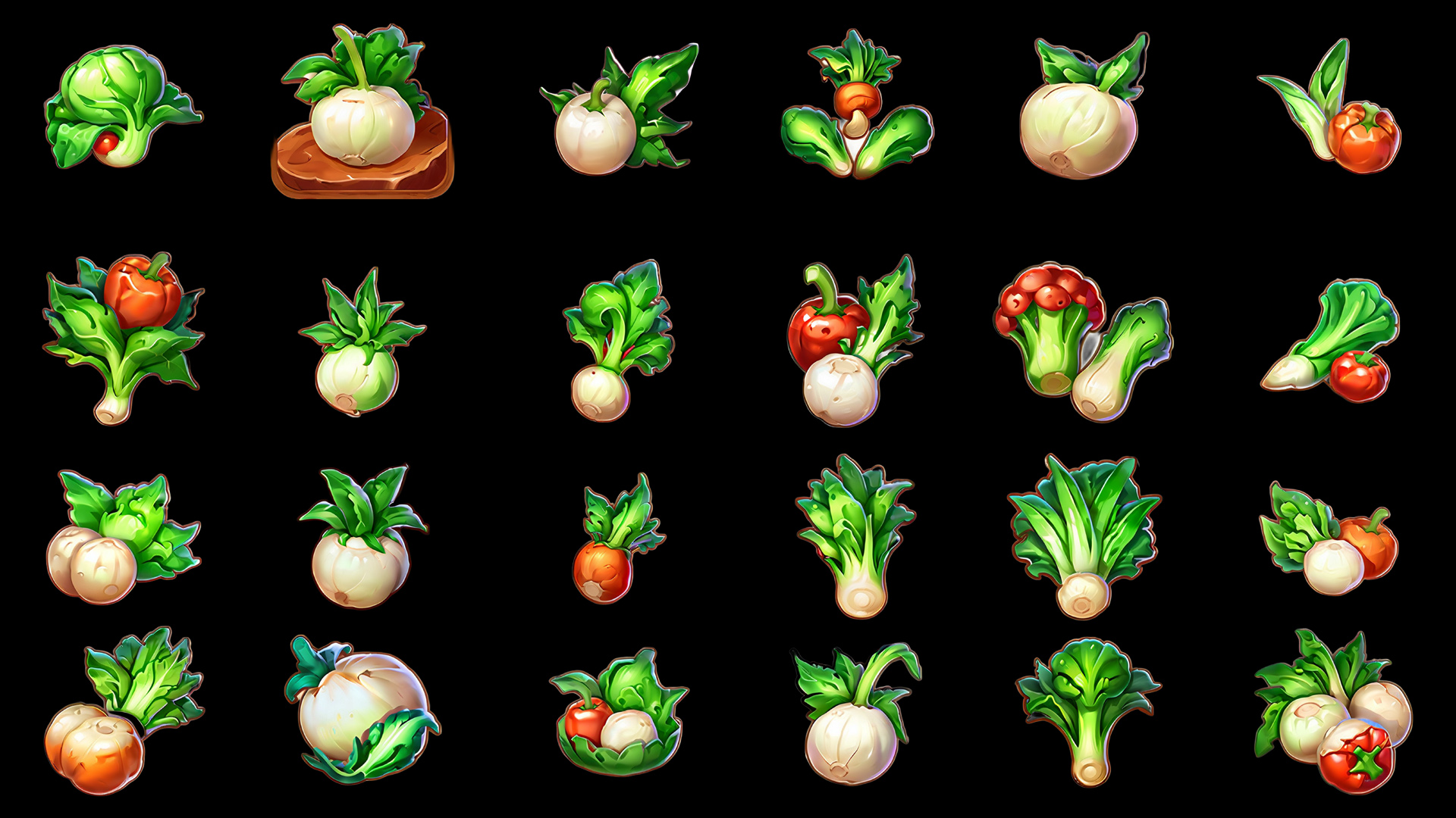 🥦 40 Vegetables 2D Icons – PNG Transparent Background, Game & UI Pack | Fab