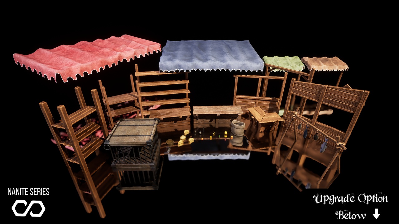 Media 1 for listing Medieval Market & Shop Kit (Market, Shop, Medieval Props, Market Stalls, Market)
