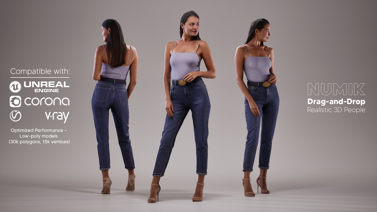 Media 1 for listing Elena 1067 3D People Caucasian Woman Casual Standing