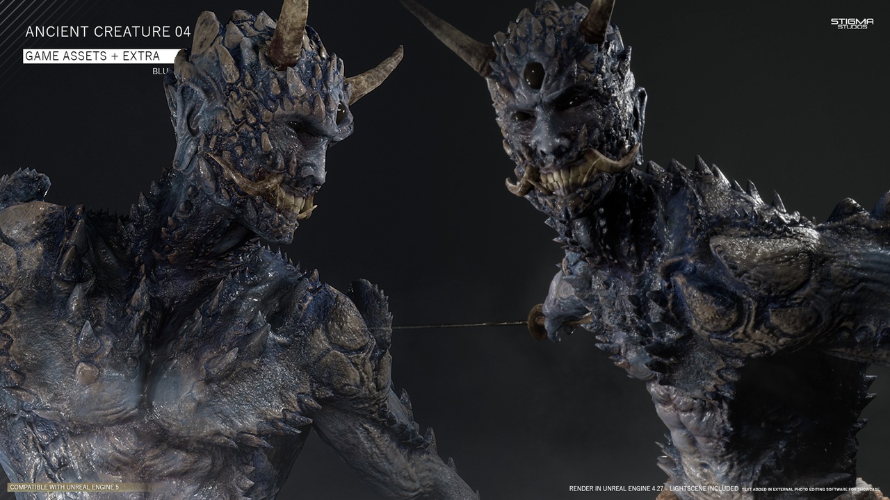 Media 1 for listing Ancient Creature 04 "Blue Oni" - Game Assets + Extra | STIGMA STUDIOS