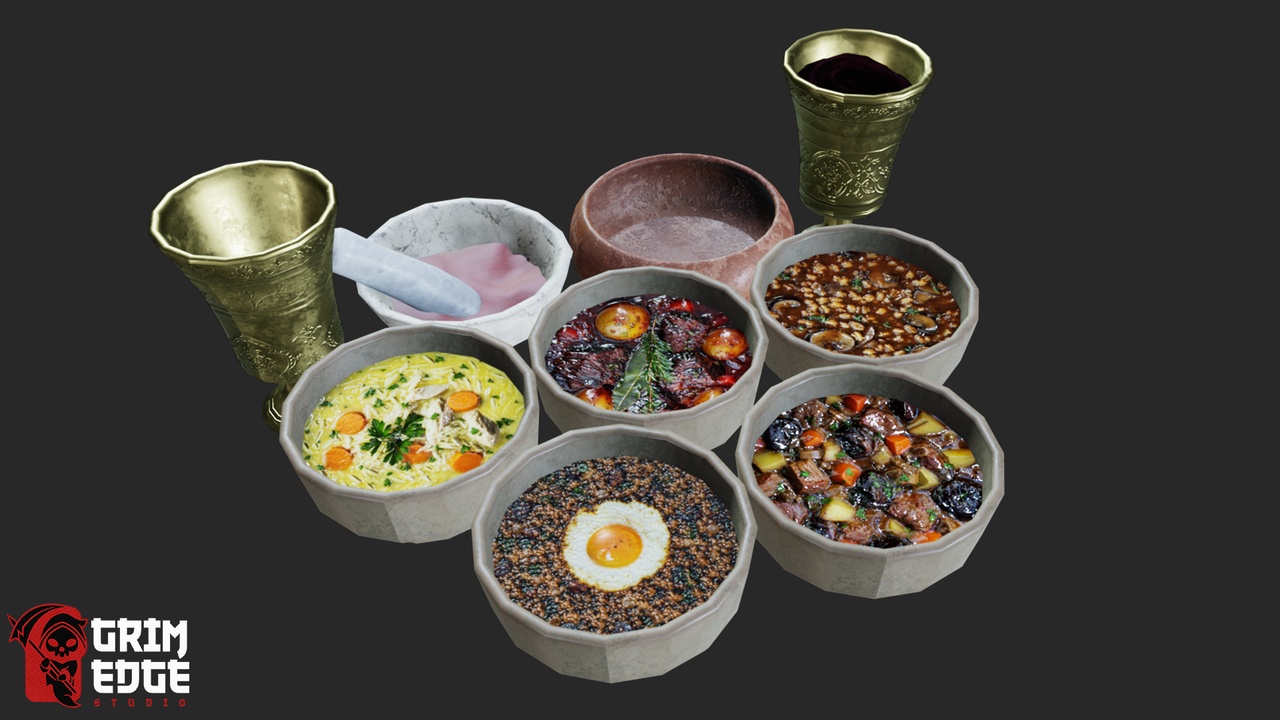 Media 1 for listing Medieval Food Stall Cooked Food Pack
