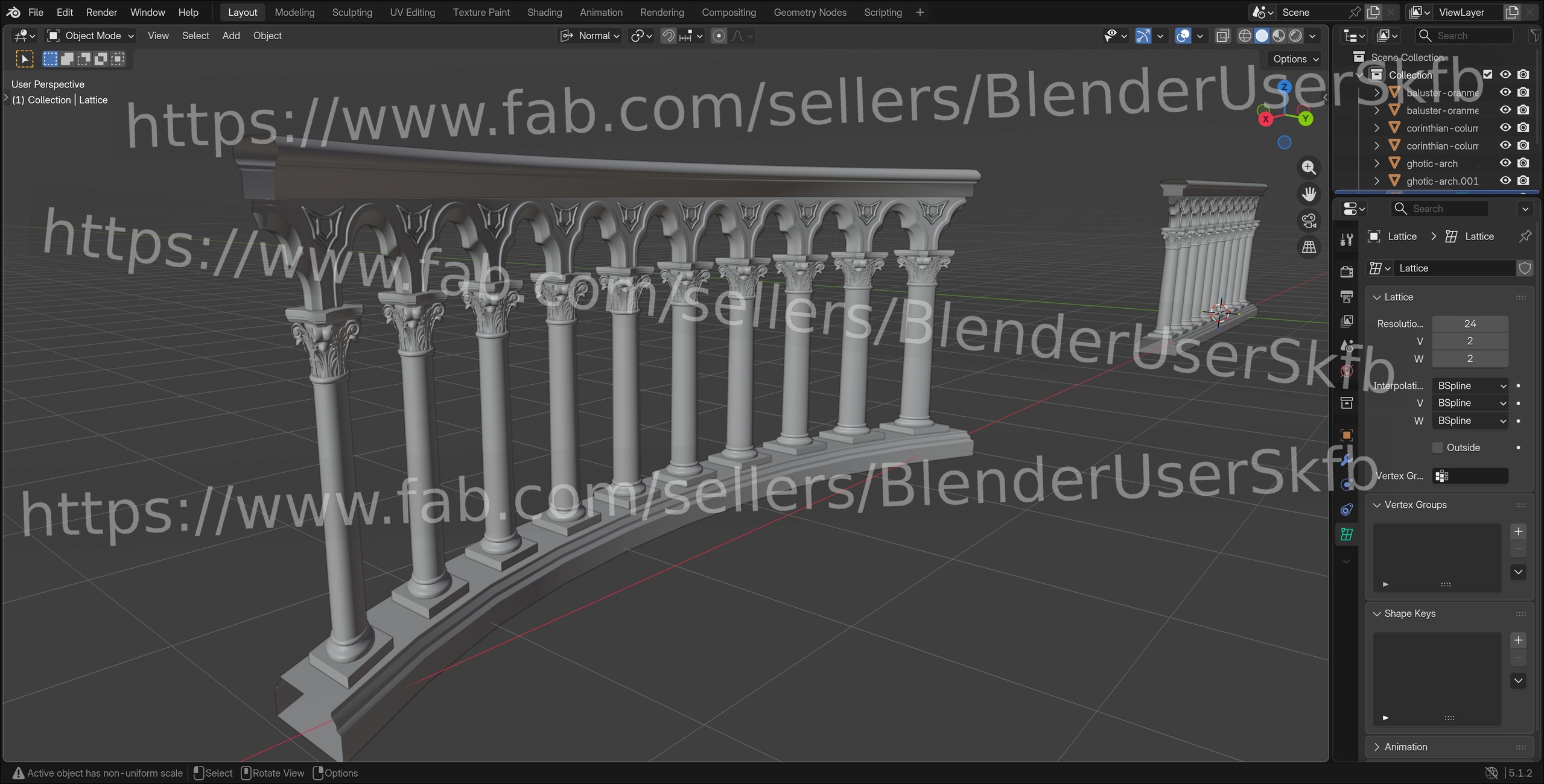 Media 1 for listing Balustrade (Tileable, Bendable)