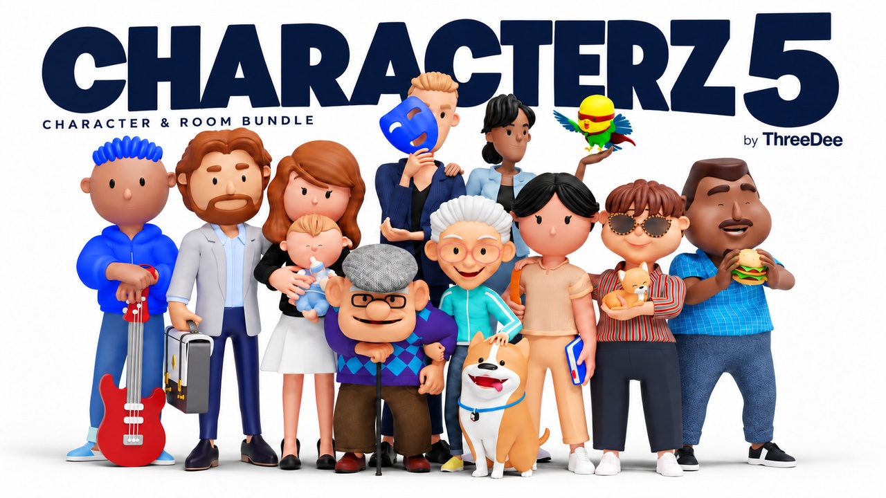 Media 1 for listing Characterz 5 - Modular Cartoon Characters, Pets & Rooms Bundle