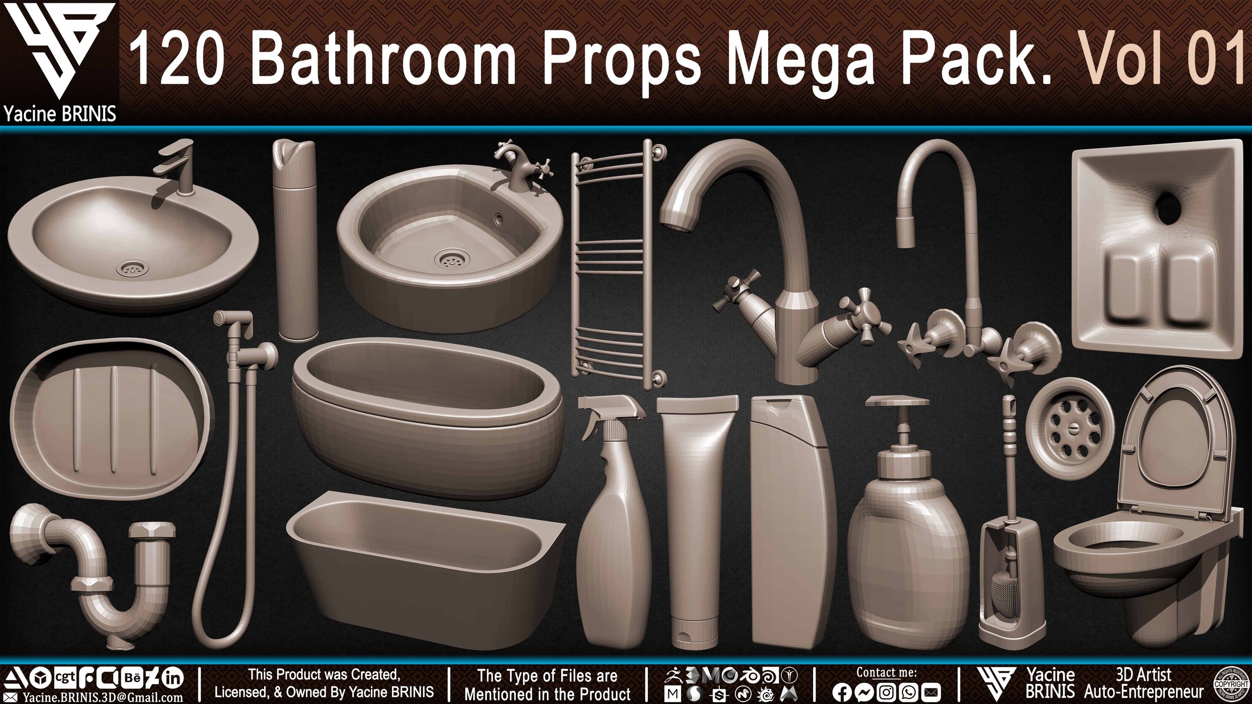 Media 1 for listing 120 Bathroom Props Mega Pack Volume 01