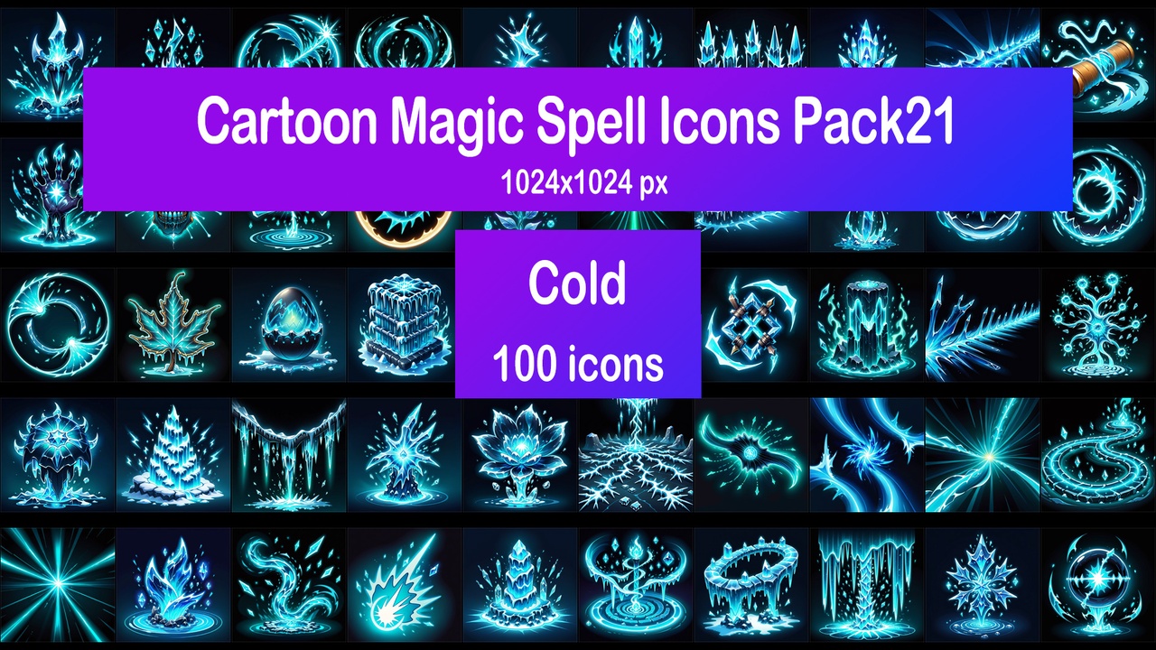 Media 1 for listing Cartoon Magic Spell Icons Pack21 - Cold