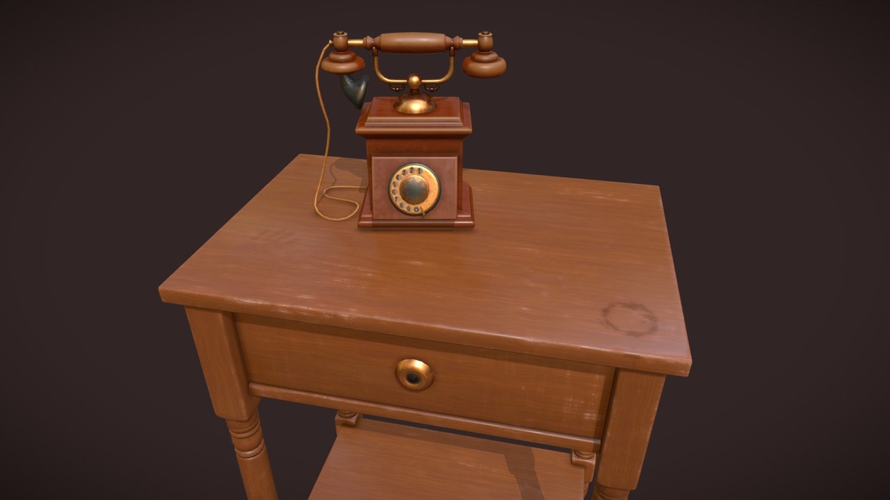 Media 1 for listing Stylized vintage phone on a stand