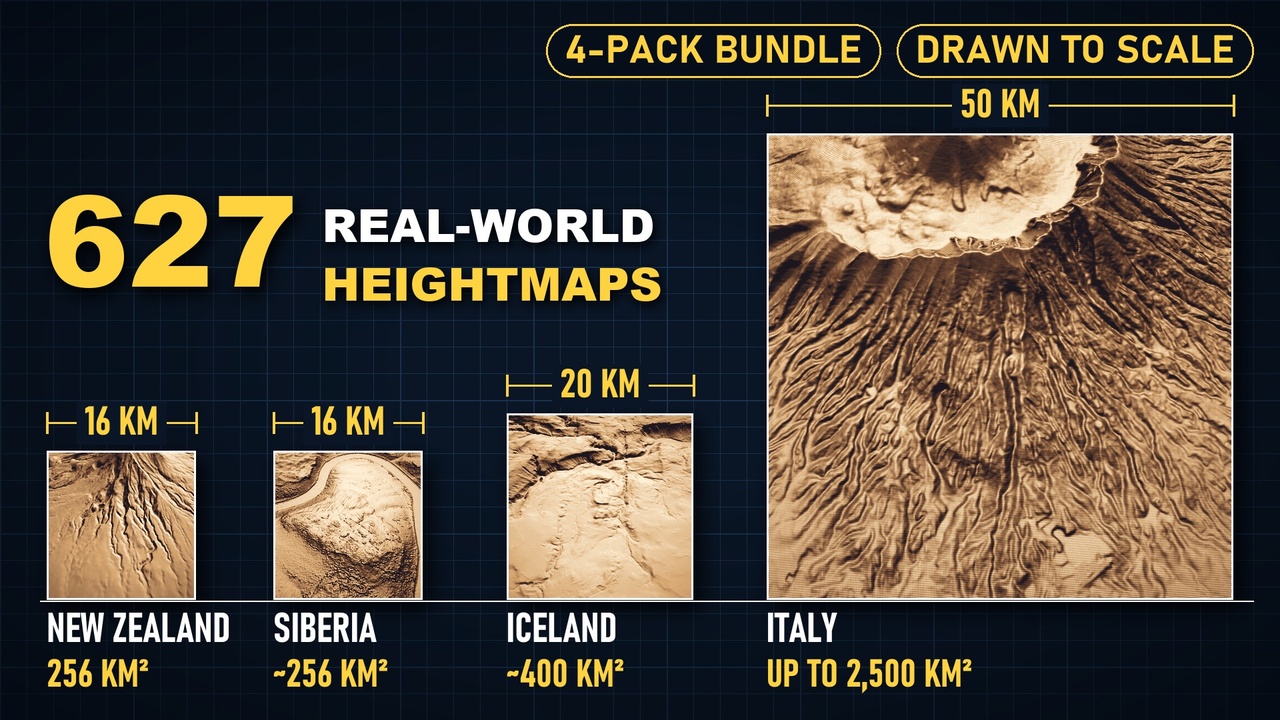 Media 1 for listing 627 Real-World Heightmaps Bundle - Italy, Siberia, New Zealand & Iceland