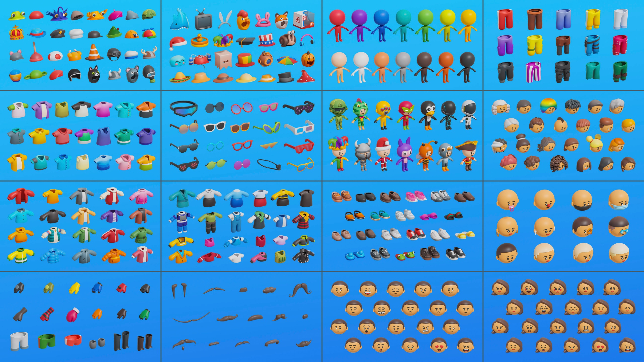Media 1 for listing Modular Cute Characters - Animated Low Poly 3D Models