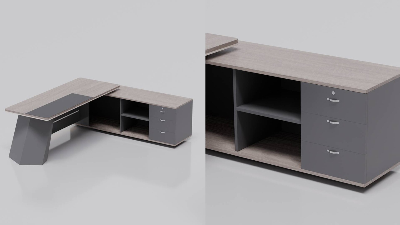 Media 1 for listing Executive Office Desk & Illuminated Wall Storage System 3D Model Set