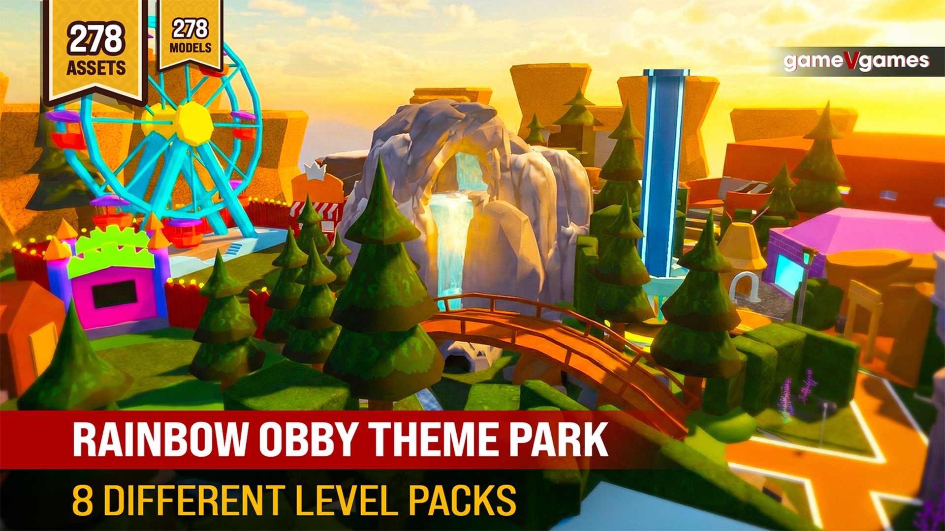 Obby Rainbow Theme Park Level Pack | Fab
