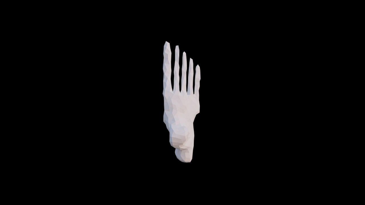 Media 1 for listing Origami human feet made out of triangles. Unfolding growing animation.