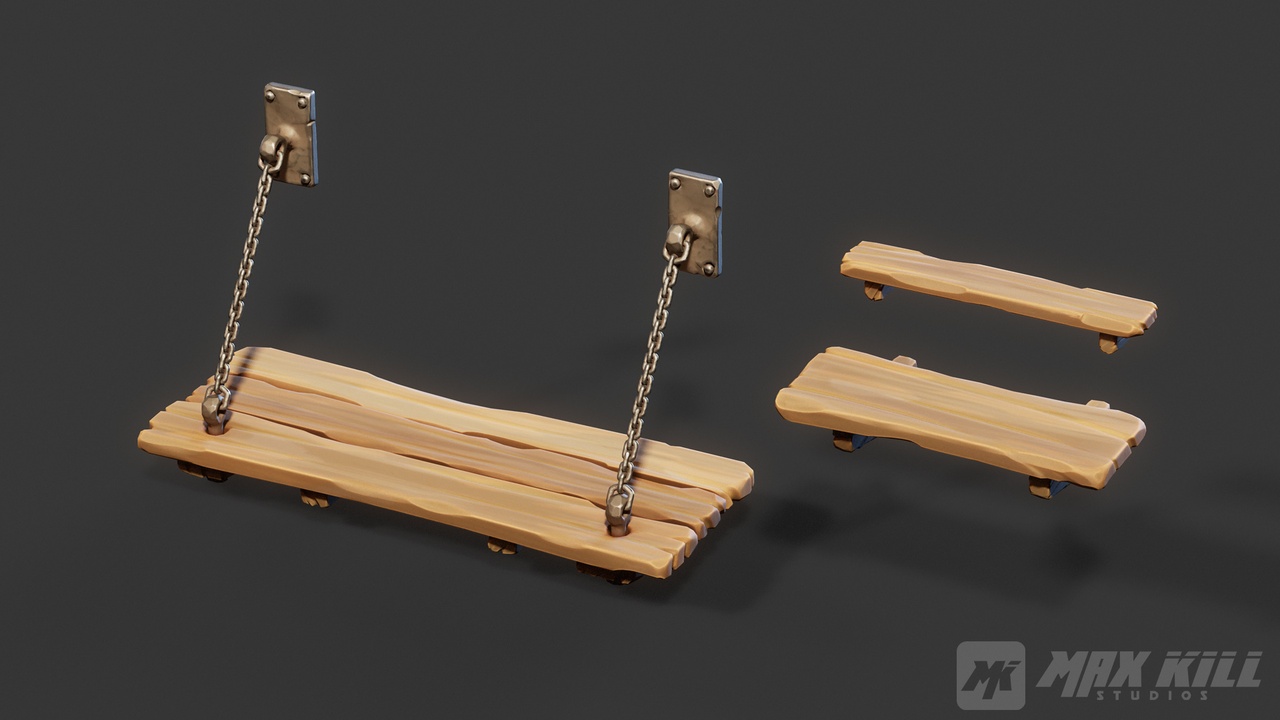 Media 1 for listing Stylized Medieval Wooden Shelf Set