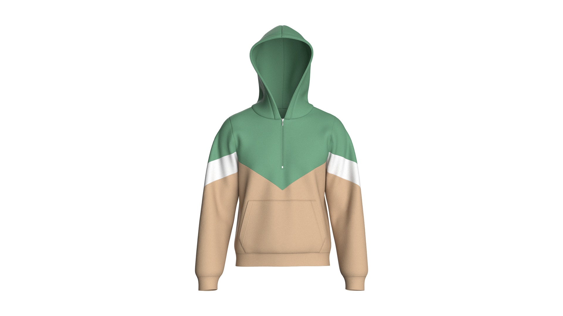 Media 1 for listing Men Color Block Chevron Cut Half - Zip Hoodie | High Poly