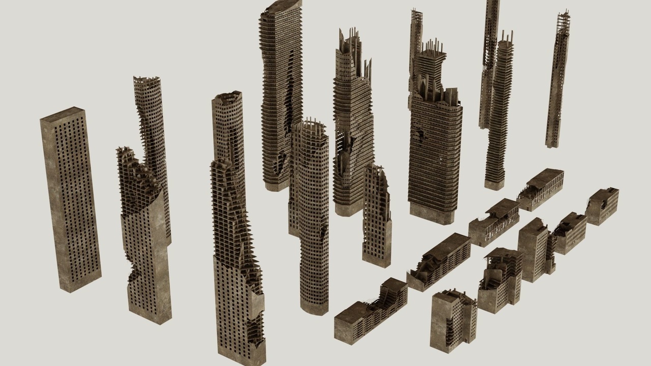 Media 1 for listing Post Apocalyptic destroyed skyscrapers Pack