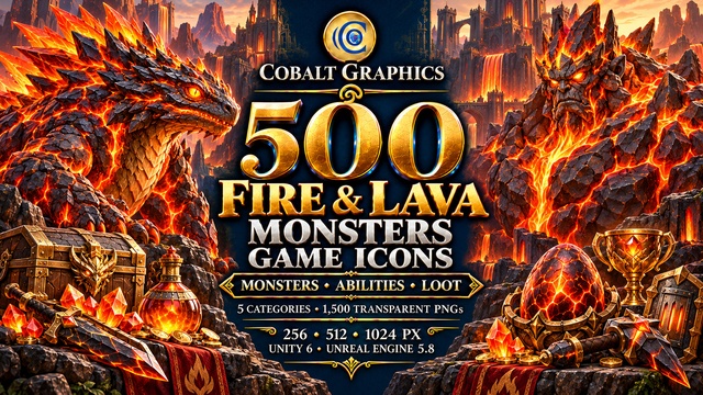 Fire & Lava Monsters Game Icons | 500 | Monsters, Abilities & RPG Loot — Cobalt Game Assets