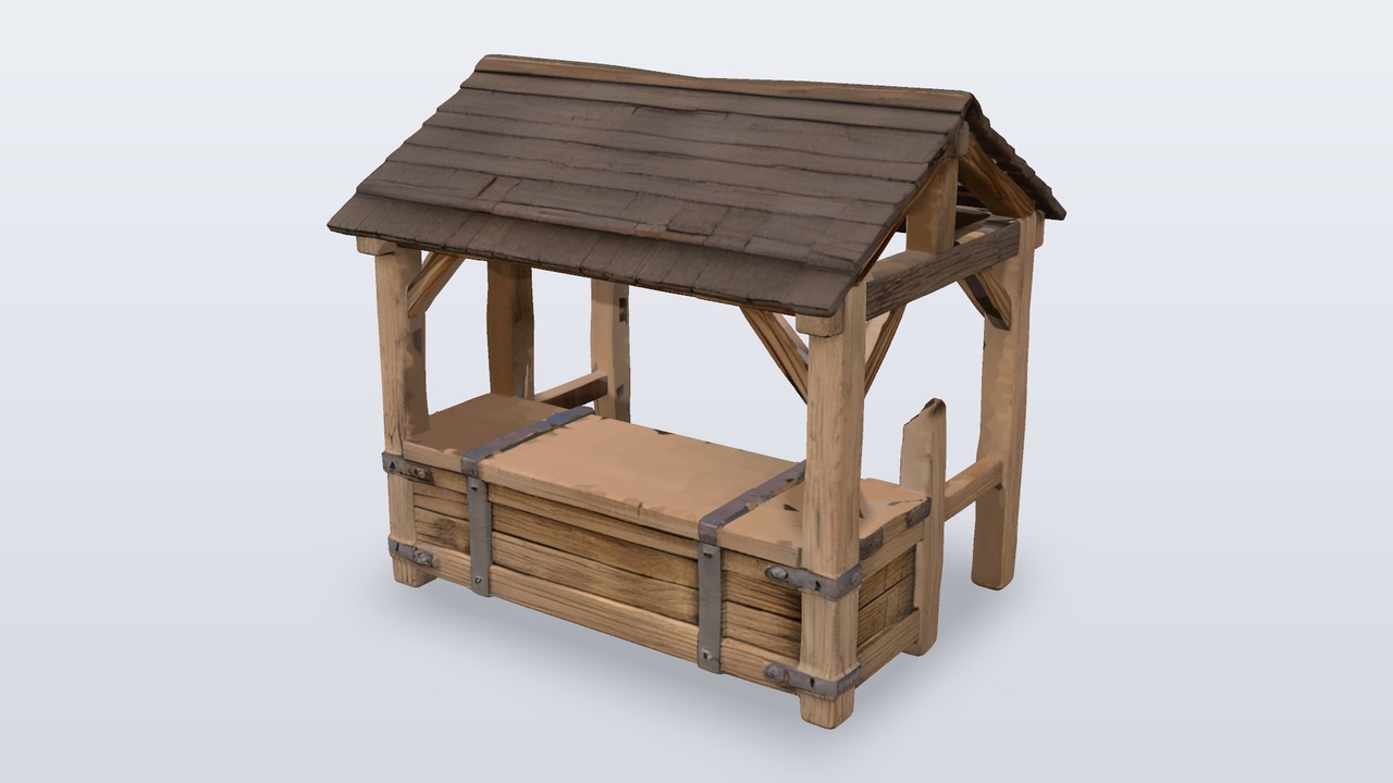 Media 1 for listing Medieval Wooden Market Stall with Chest Counter