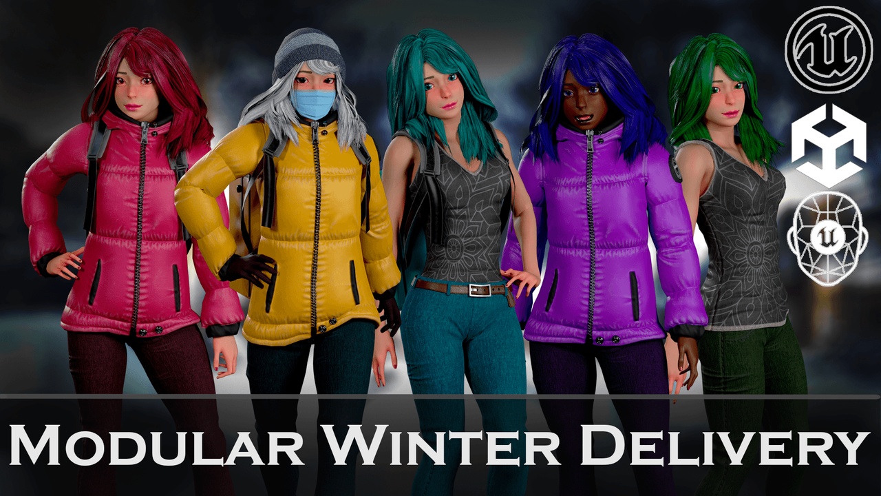 Media 1 for listing Winter Delivery Girl – Modular Game Character Pack