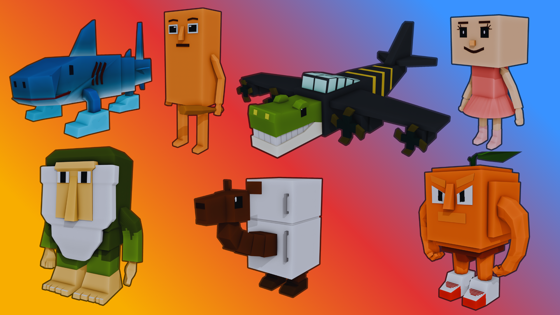 Italian Brainrot Meme Animated Characters blocky style pack 1 | Fab