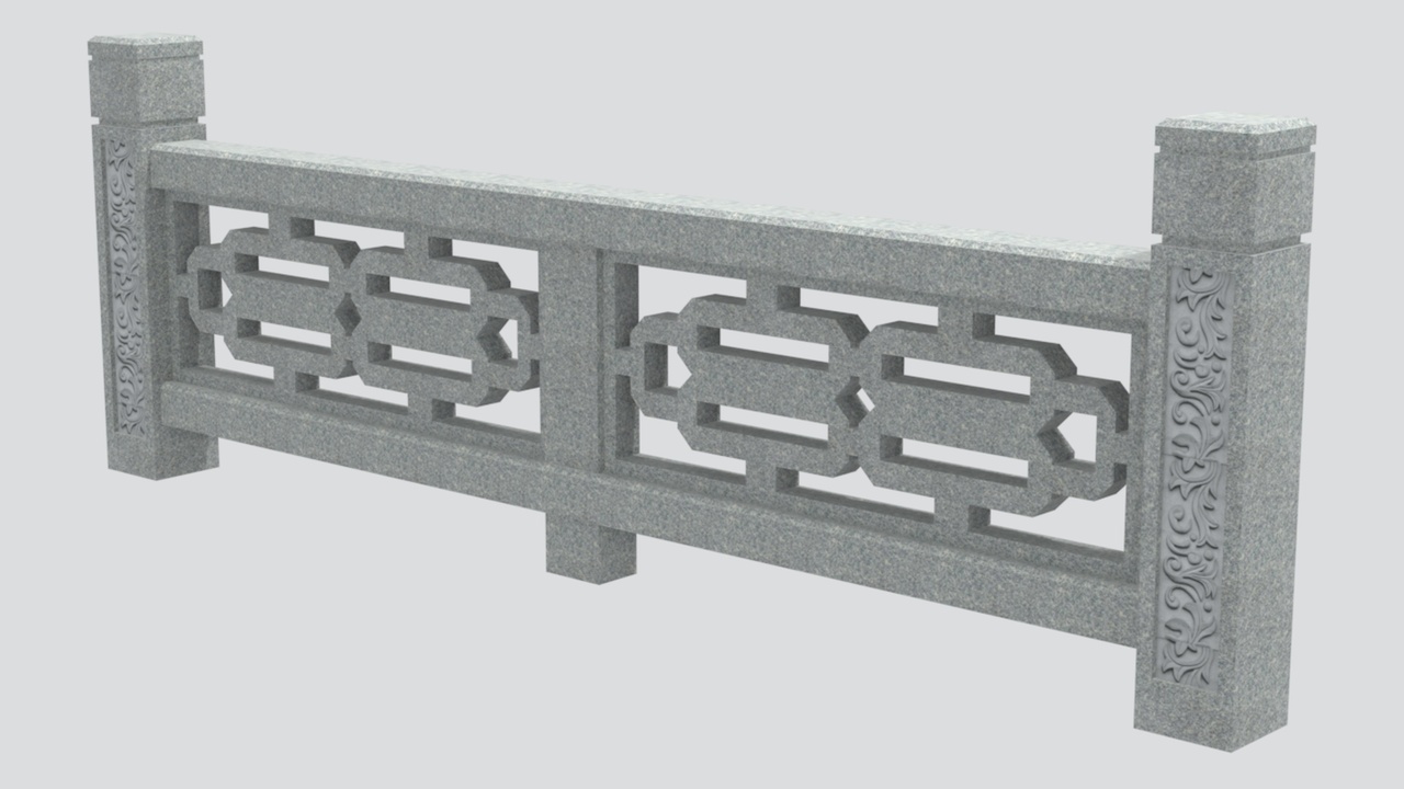 Media 1 for listing Chinese Granite Balustrade with Floral Carved Posts 3D Model