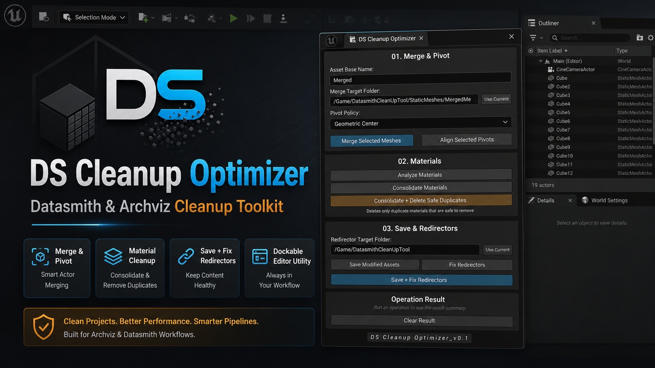 Media 1 for listing Datasmith & Archviz Cleanup Toolkit