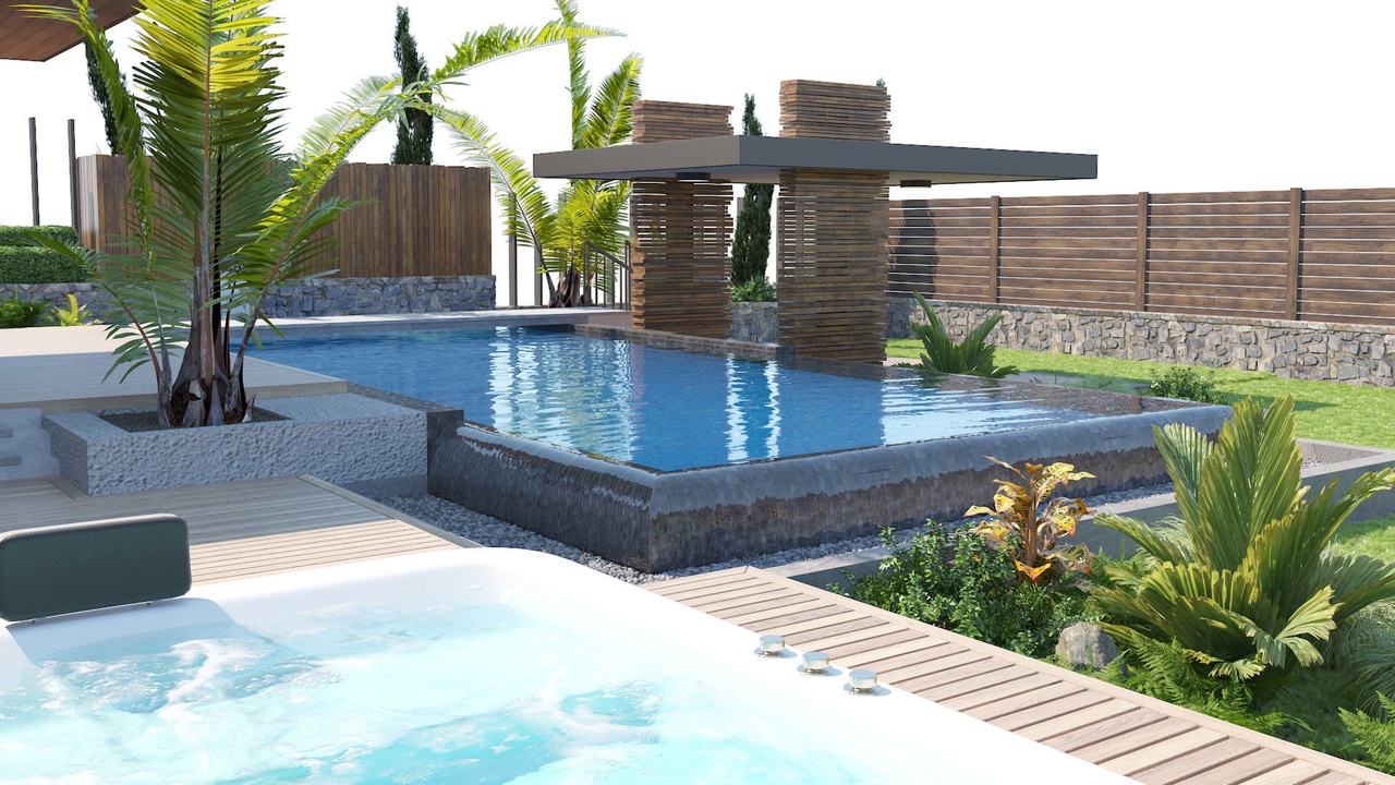 Media 1 for listing Private garden with pool and pergola 3d model