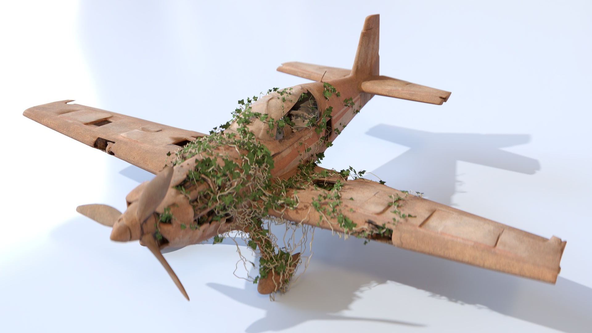 Media 1 for listing Abandoned rusty old single-engine propeller aircraft free 3d model