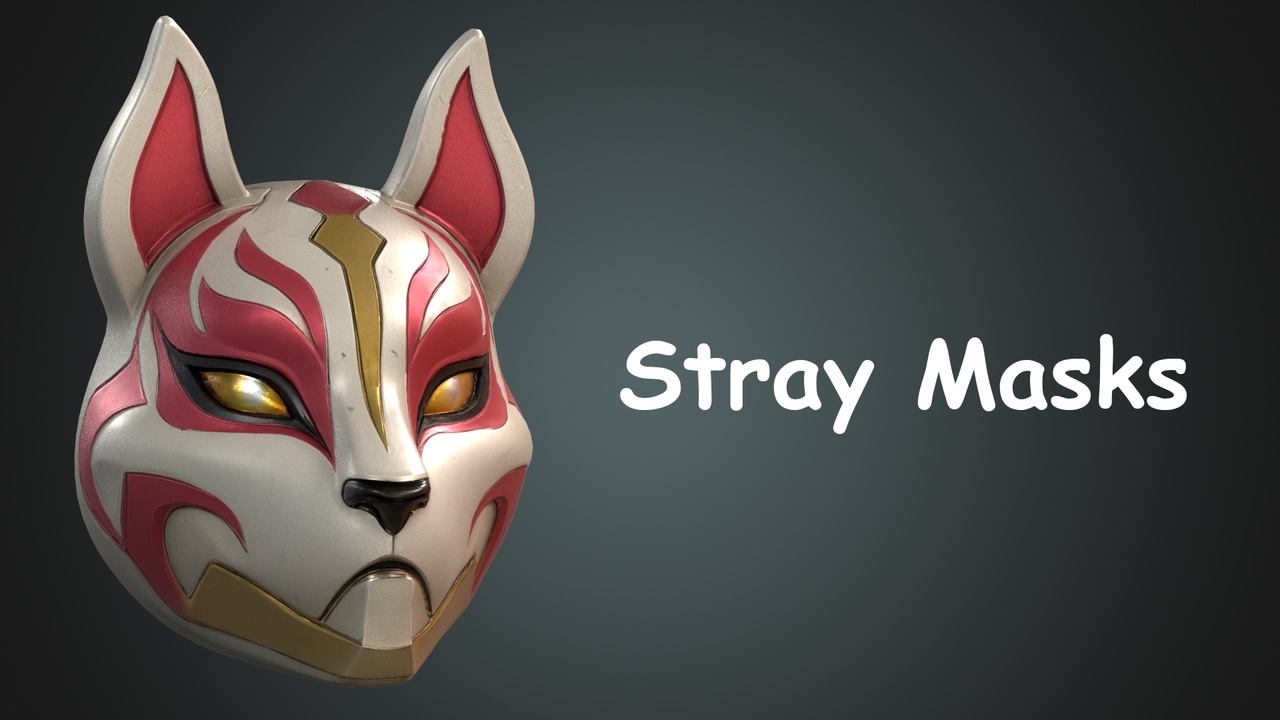 Media 1 for listing Stray Masks Pack – 17 Stylized Cat & Demon Masks (Fortnite Style)