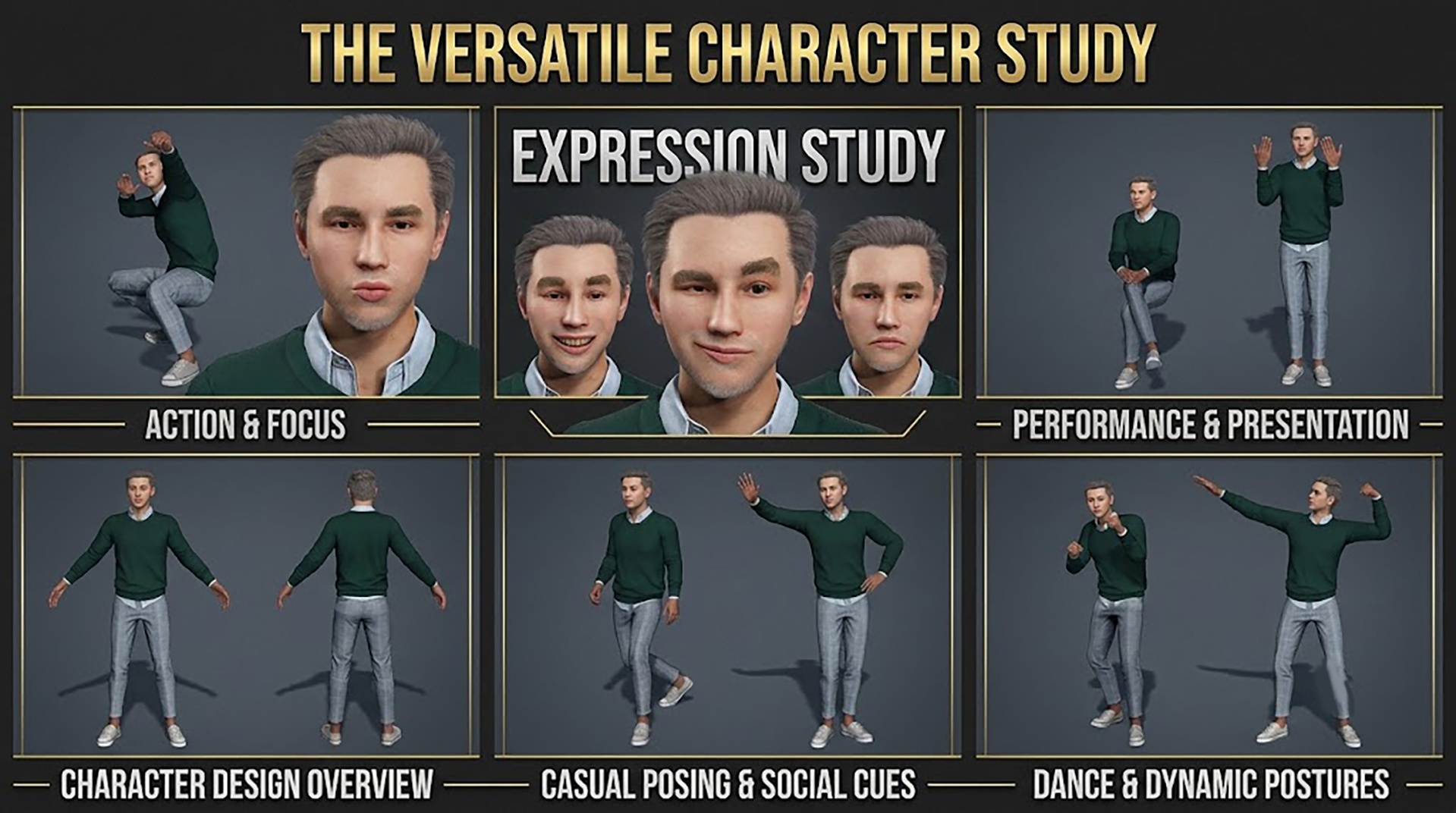 Media 1 for listing Realistic Modern Male Character | Fully Rigged | UE5 Compatible 写实现代成年男性 | 完整绑定