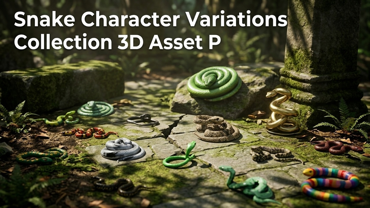 Media 1 for listing Snake Character Variations Collection 3D Asset Pack