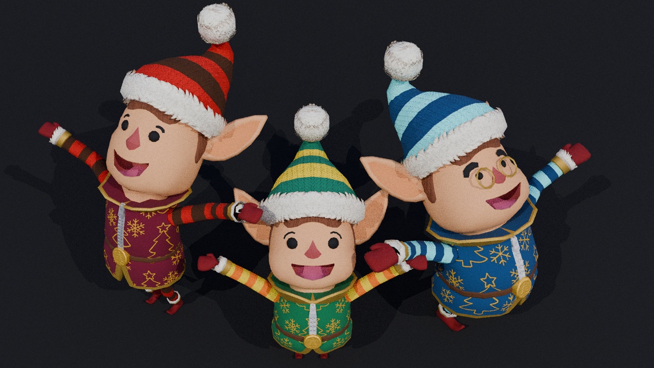 Trio Dancing Christmas Elf – Animated Lowpoly PBR 제품 등록을 위한 미디어 1개