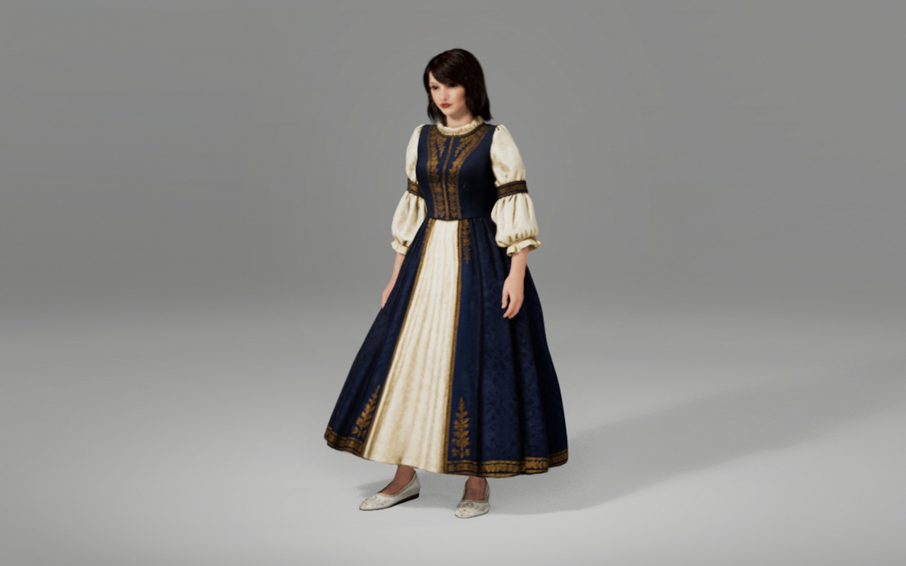 Media 1 for listing Medieval Royal Azure Gown for Meta Human