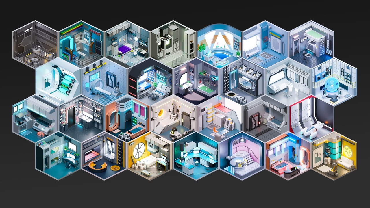 Media 1 for listing Sci-Fi Rooms - Low Poly 3D Models Pack