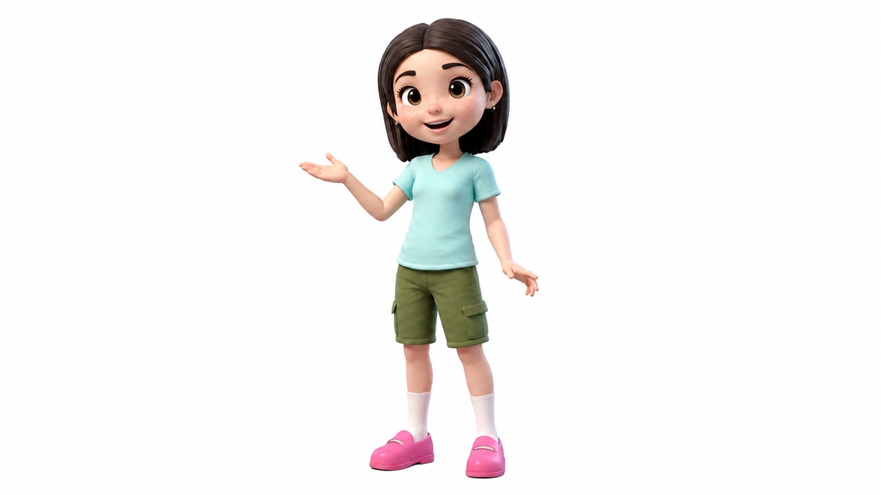 Media 1 for listing Stylized Cartoon Girl Character - Game Ready, Rigged & Animated