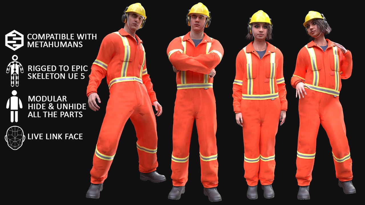 商品 Men's and Women's Miner Outfits - Modular - Rigged 的媒体 1