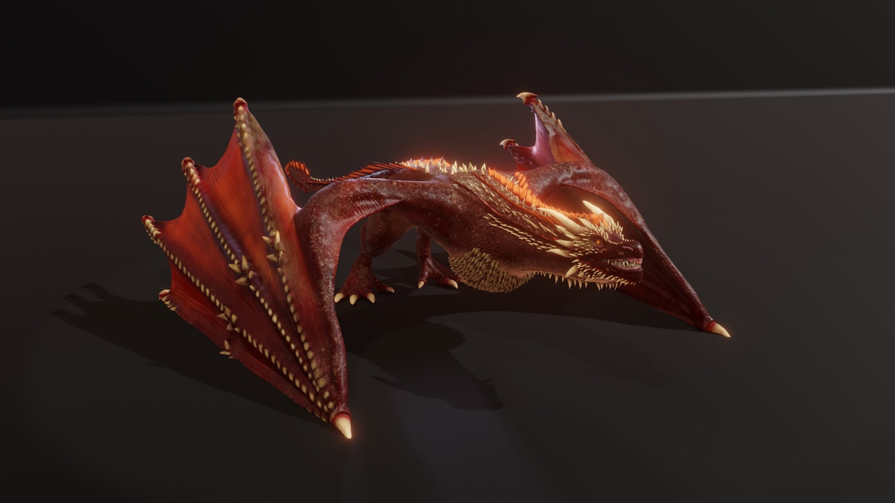 Realistic Red Wyvern Animated 3D Model (Low Poly, Game Ready) 제품 등록을 위한 미디어 1개
