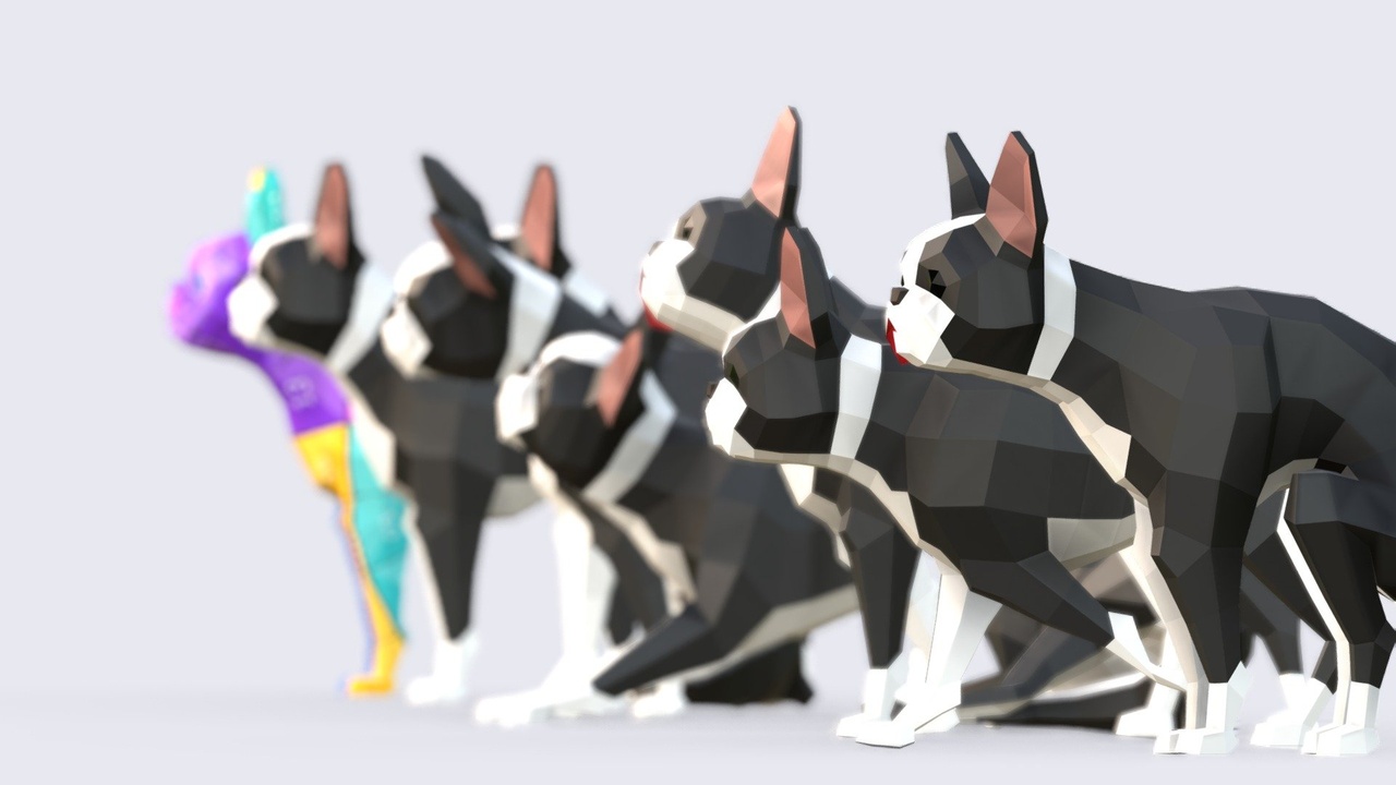 Media 1 for listing Low Poly Boston Terrier Dog