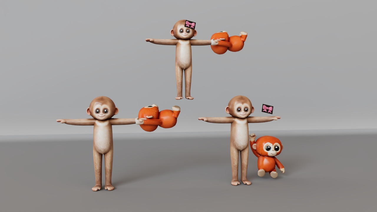 Media 1 for listing Viral Punch Monkey – Kawaii Stylized 3D Character Fully Rigged